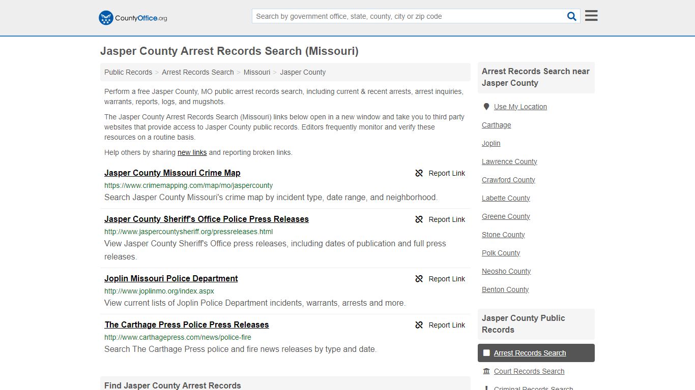 Arrest Records Search - Jasper County, MO (Arrests & Mugshots)