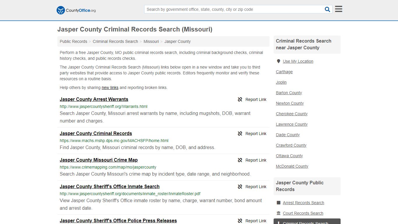 Criminal Records Search - Jasper County, MO (Arrests, Jails & Most ...
