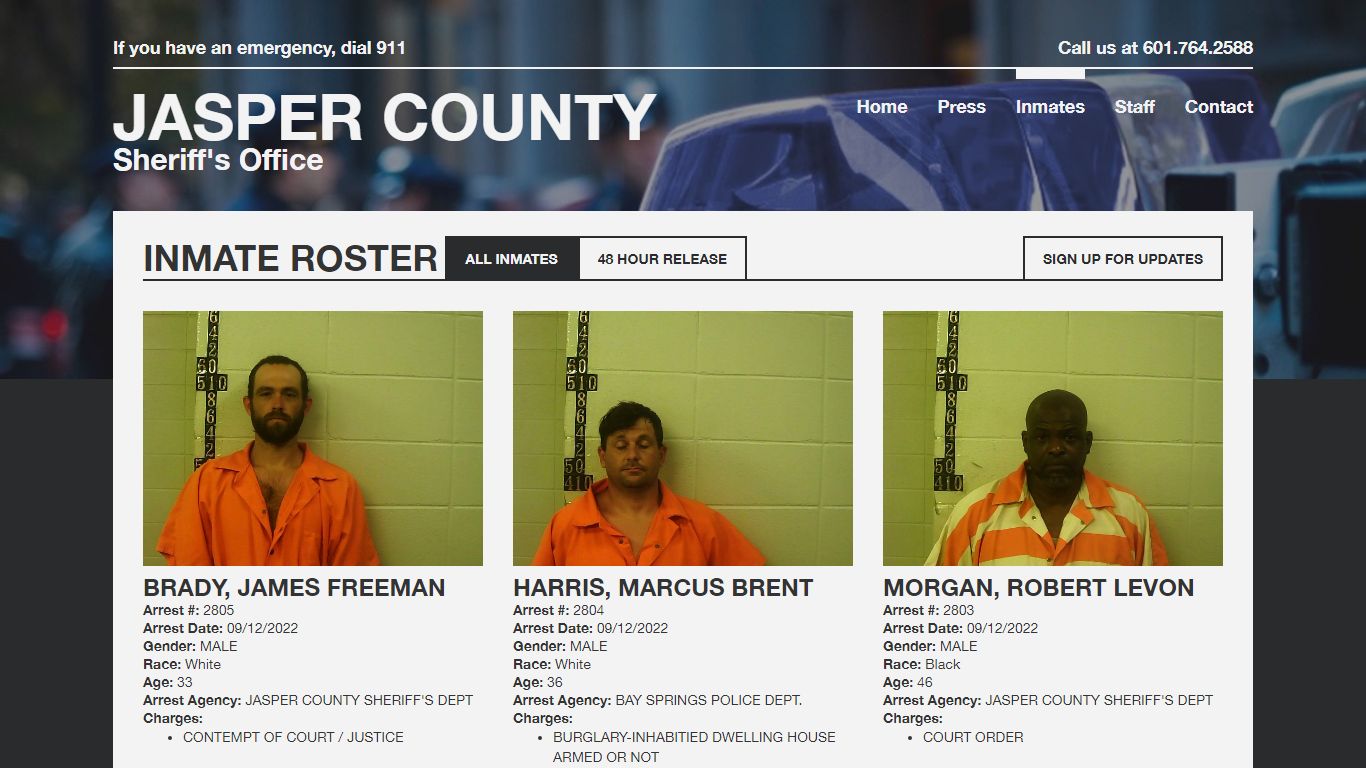 Inmate Roster | Jasper SO